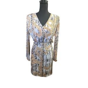 Glam Bebe Silver & Gold Sequin Wrap Dress – Women’s Size S Party Chic